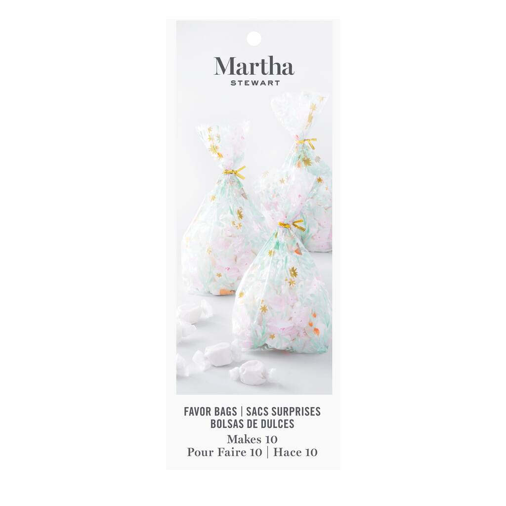 Martha Mint And Blush Printed Cellophane Favor Bags